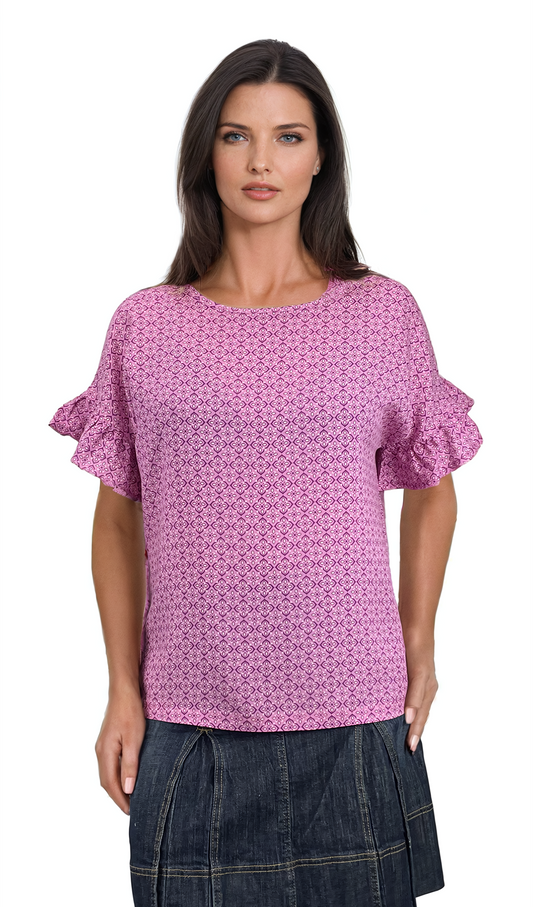 Damen Kurzarm Rundhalsbluse