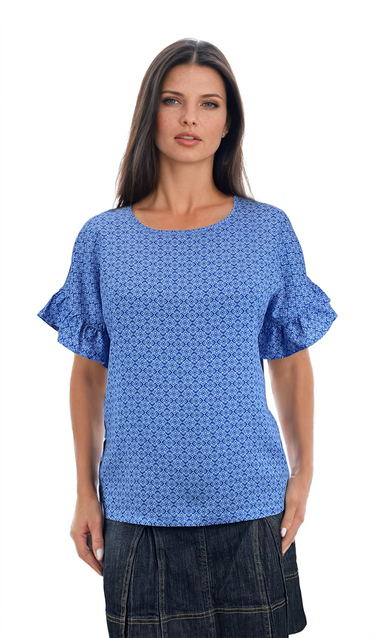 Damen Kurzarm Rundhalsbluse