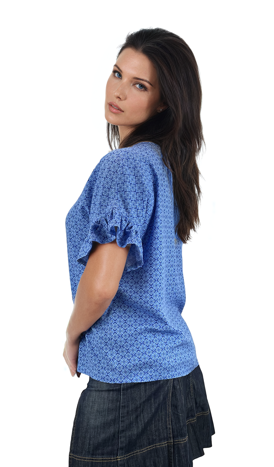 Damen Kurzarm Rundhalsbluse