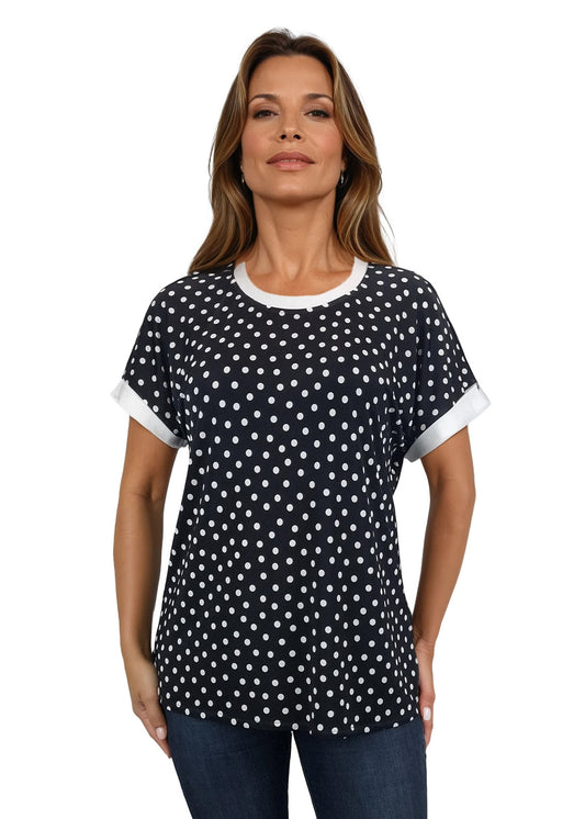 Damen Kurzarm Rundhalsbluse