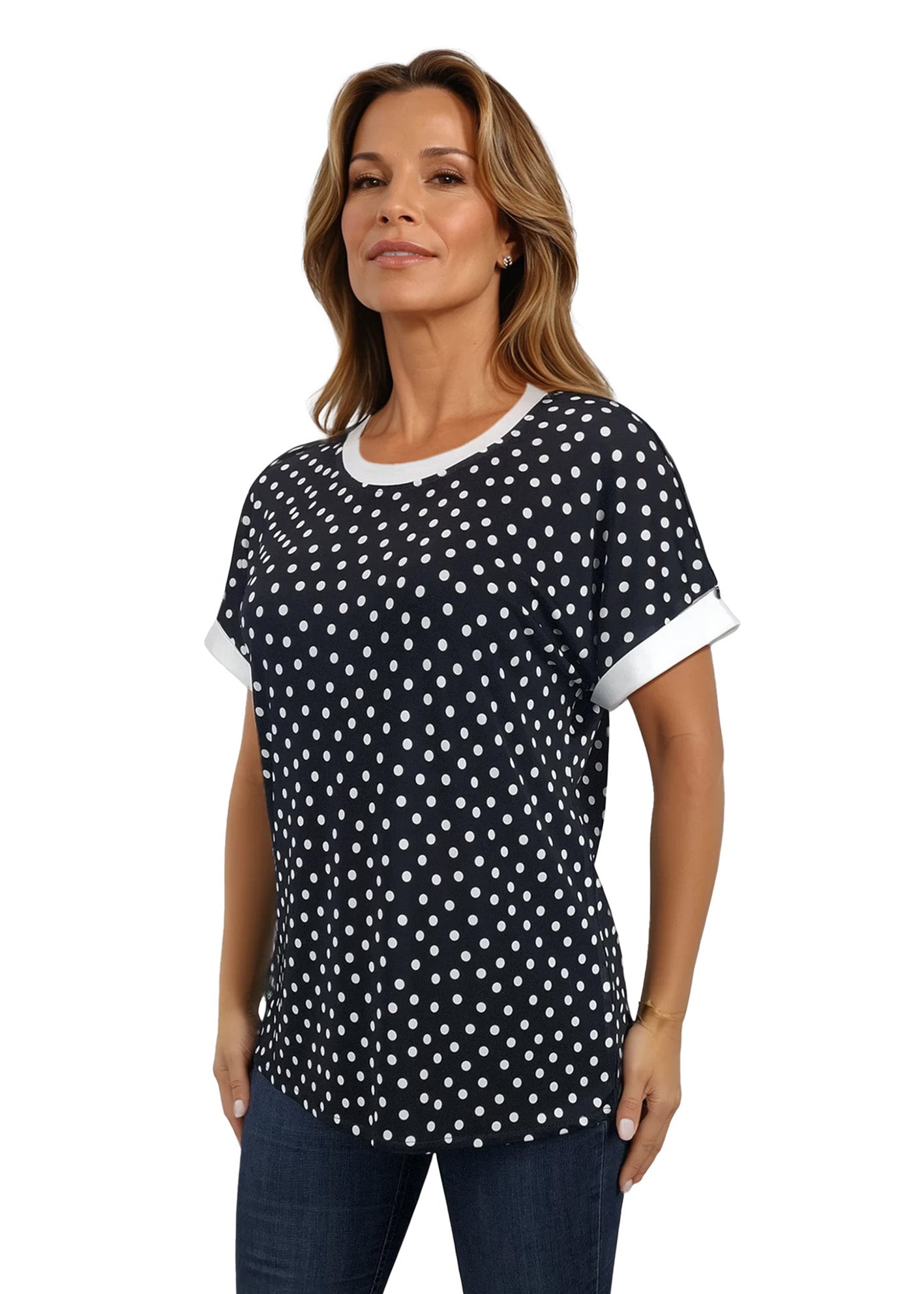 Damen Kurzarm Rundhalsbluse