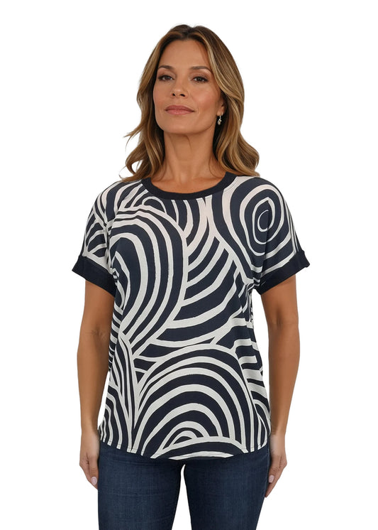Damen Kurzarm Rundhalsbluse