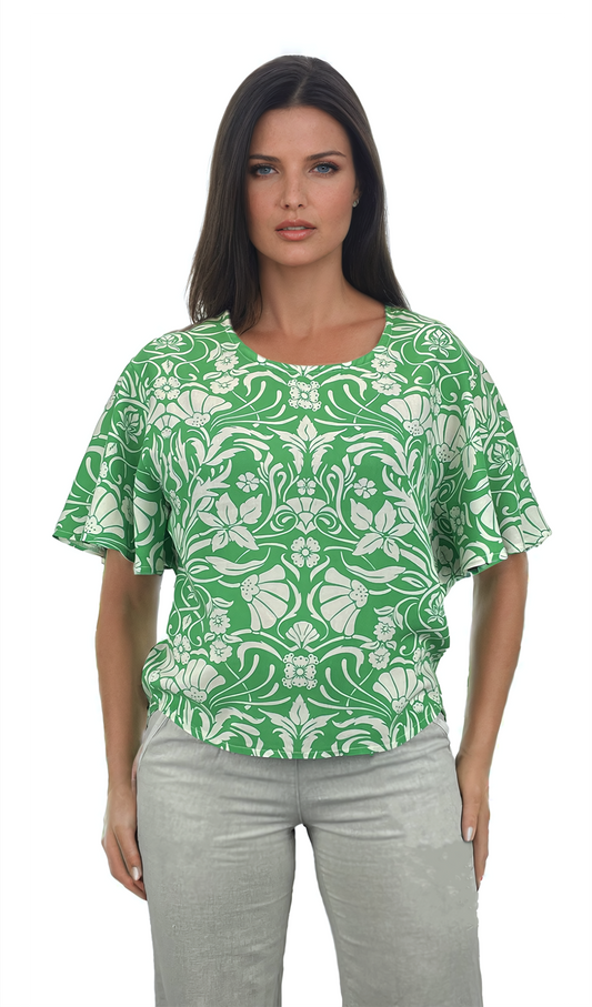 Damen Kurzarm Rundhalsbluse