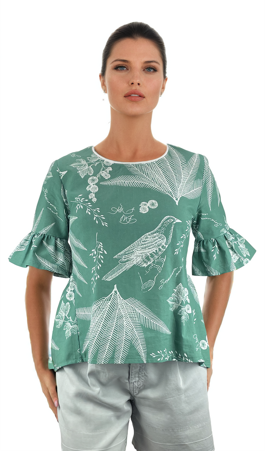 Damenbluse mit 3/4-Arm und Rundhalsausschnitt