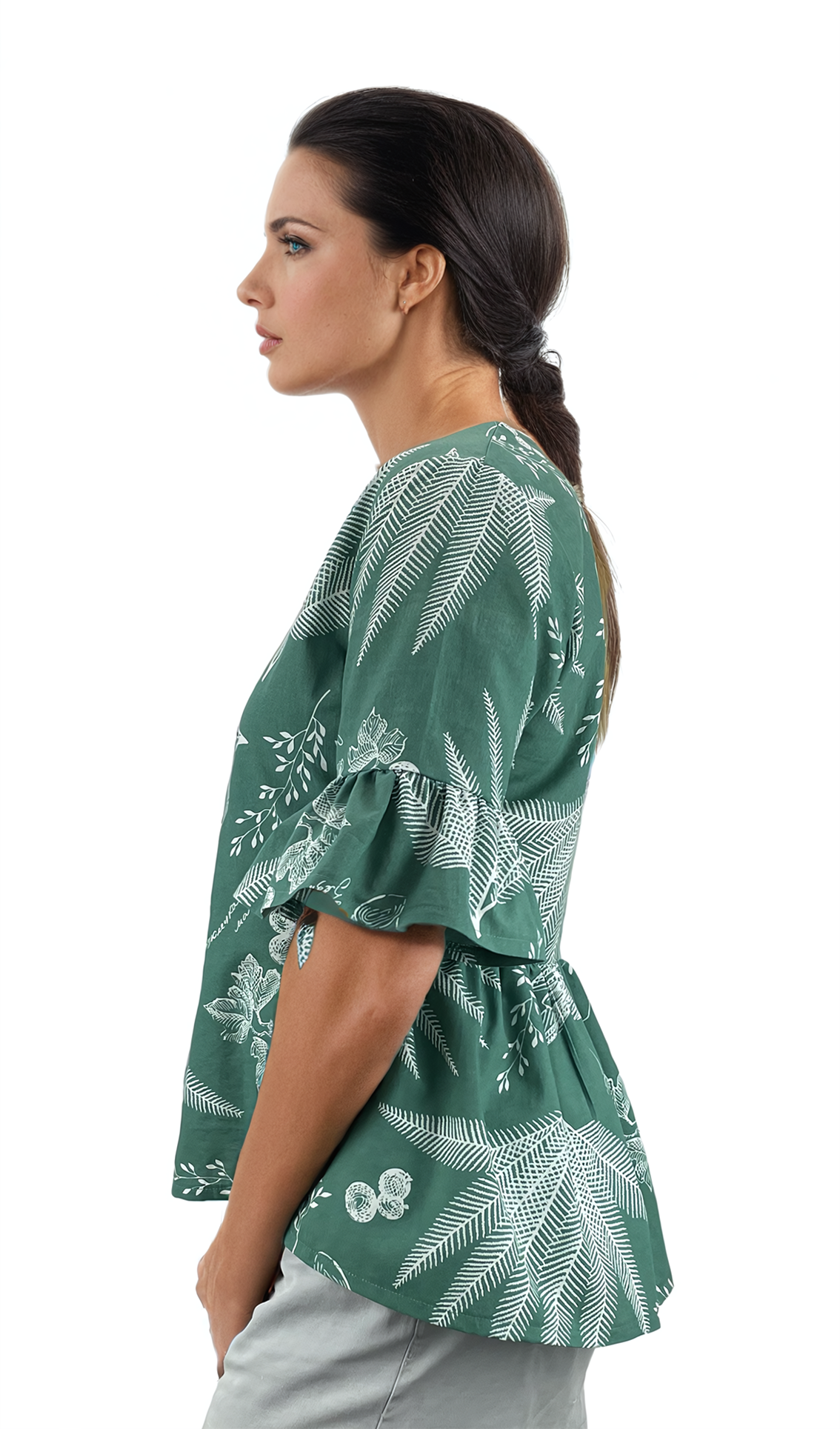 Damenbluse mit 3/4-Arm und Rundhalsausschnitt