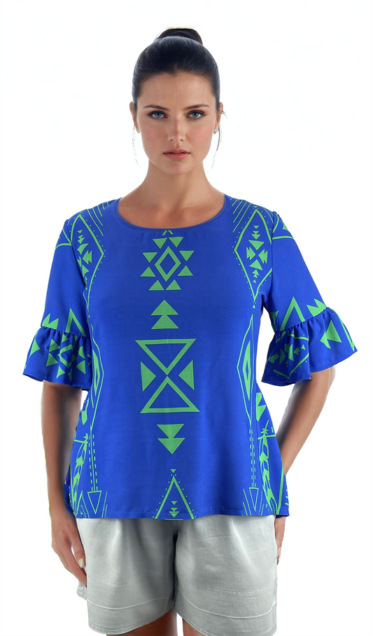 Damenbluse mit 3/4-Arm und Rundhalsausschnitt