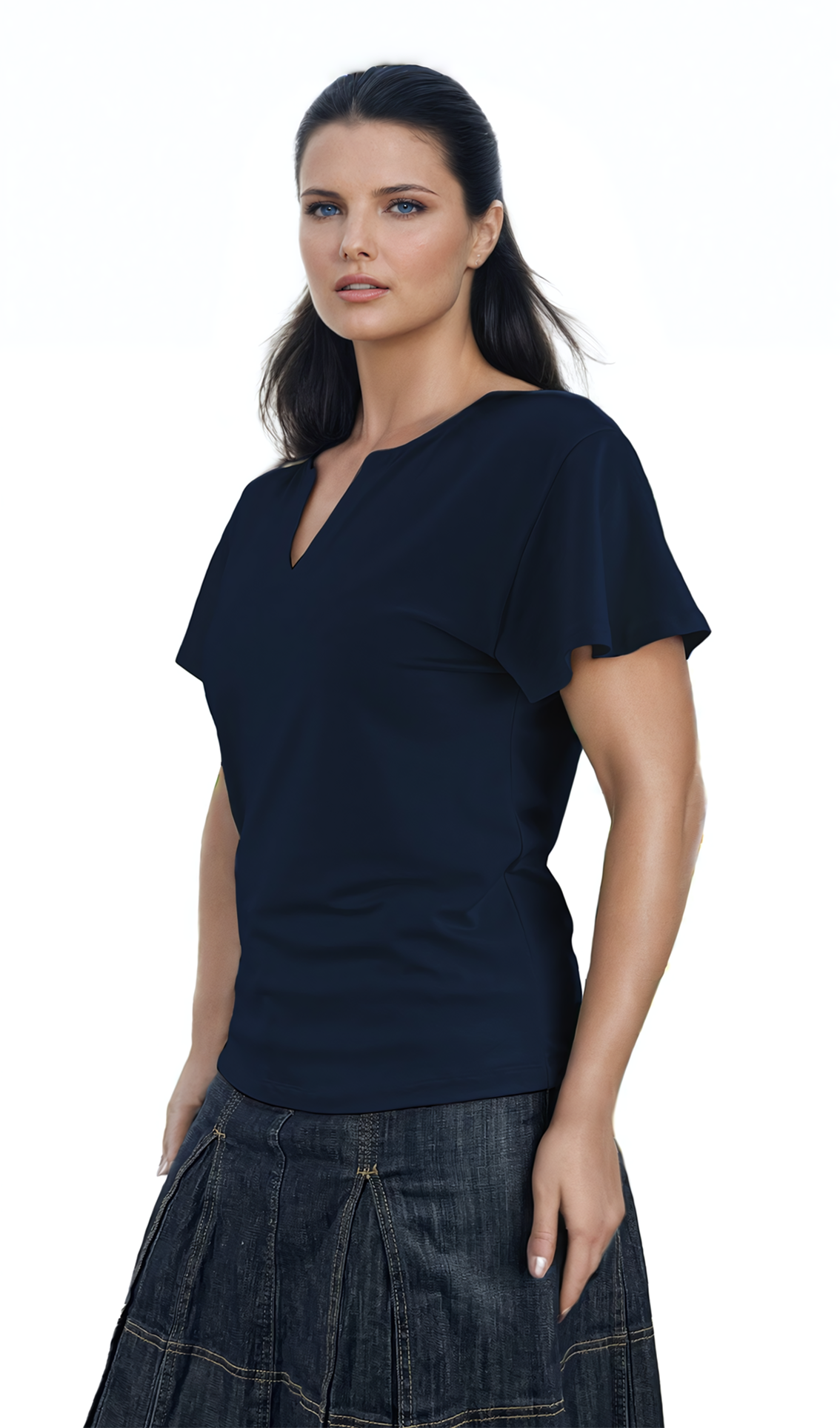 Дамска блуза - тениска къс ръкав остро деколте - Decade.shop