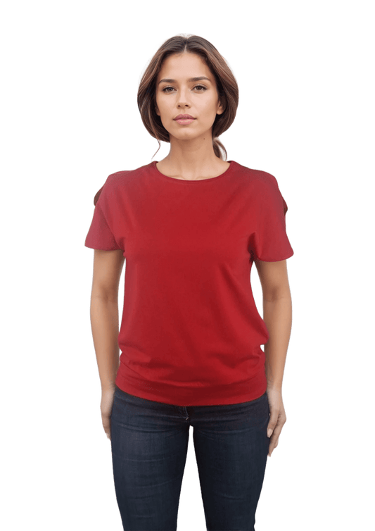 Damenbluse - Kurzarm-T-Shirt mit Rundhalsausschnitt