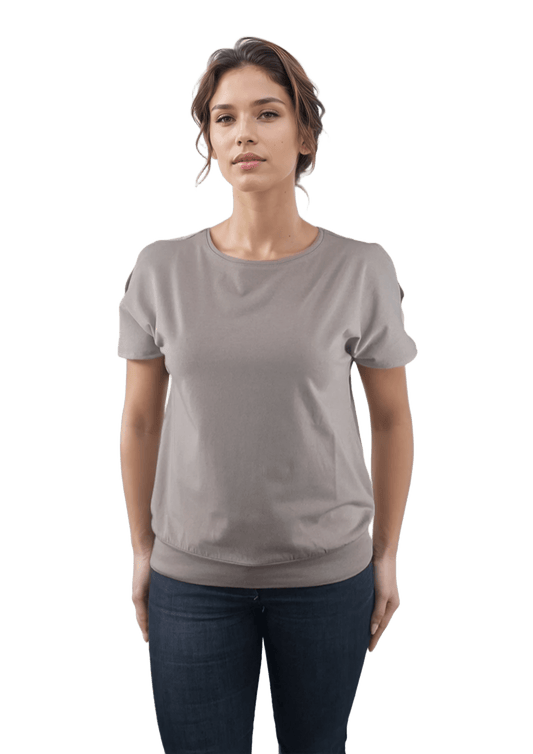 Damenbluse - Kurzarm-T-Shirt mit Rundhalsausschnitt