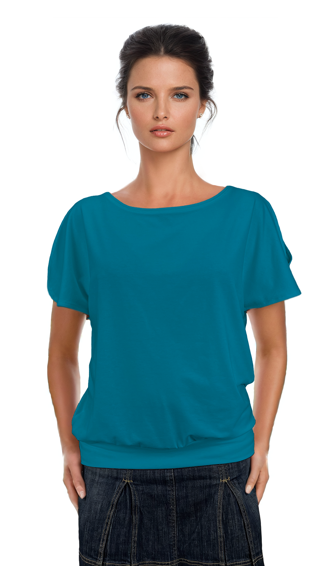 Дамска блуза - тениска къс ръкав обло деколте - Decade.shop