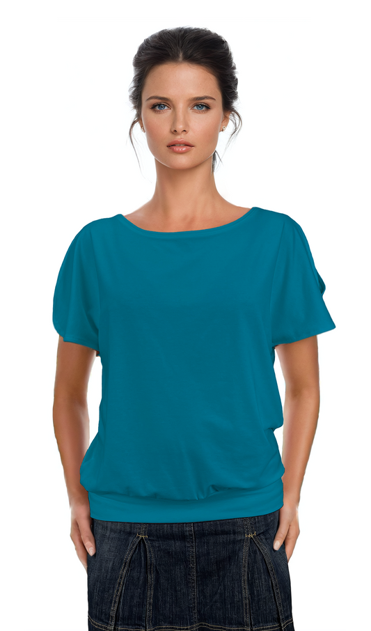 Damenbluse - Kurzarm-T-Shirt mit Rundhalsausschnitt