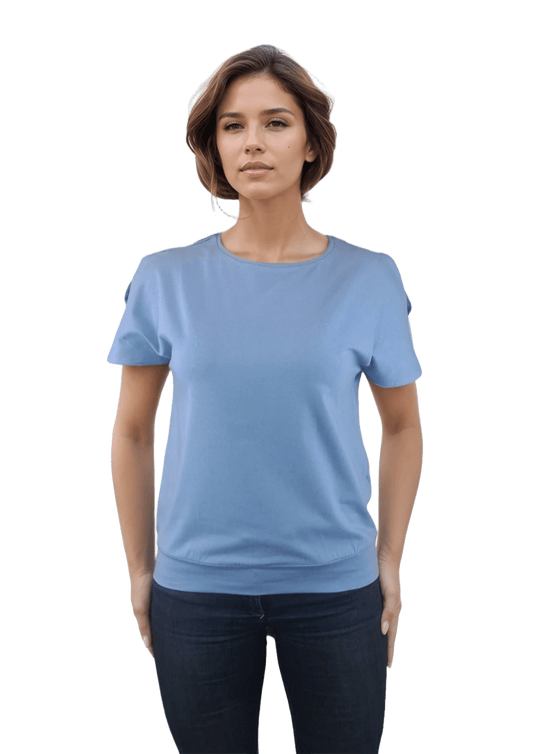 Damenbluse - Kurzarm-T-Shirt mit Rundhalsausschnitt