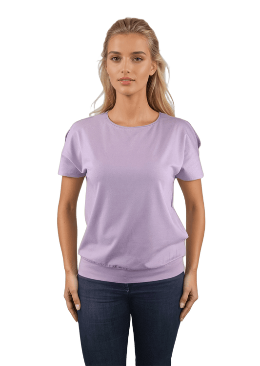 Damenbluse - Kurzarm-T-Shirt mit Rundhalsausschnitt