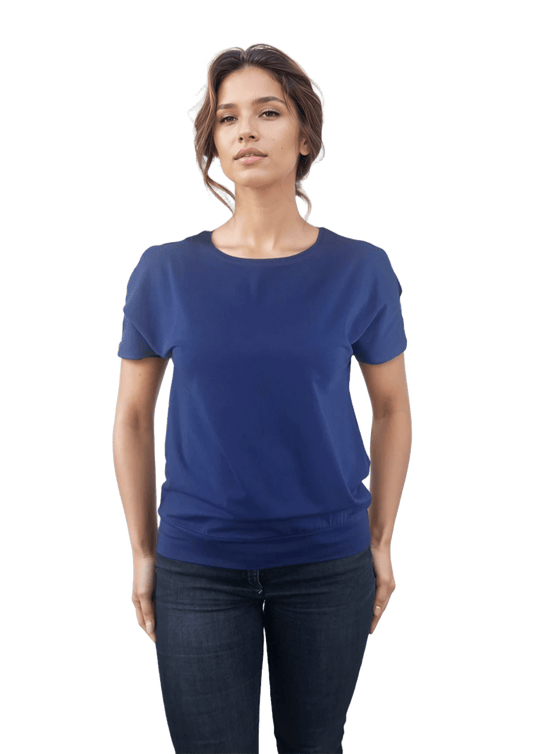 Damenbluse - Kurzarm-T-Shirt mit Rundhalsausschnitt