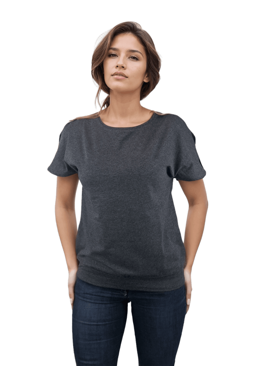 Damenbluse - Kurzarm-T-Shirt mit Rundhalsausschnitt