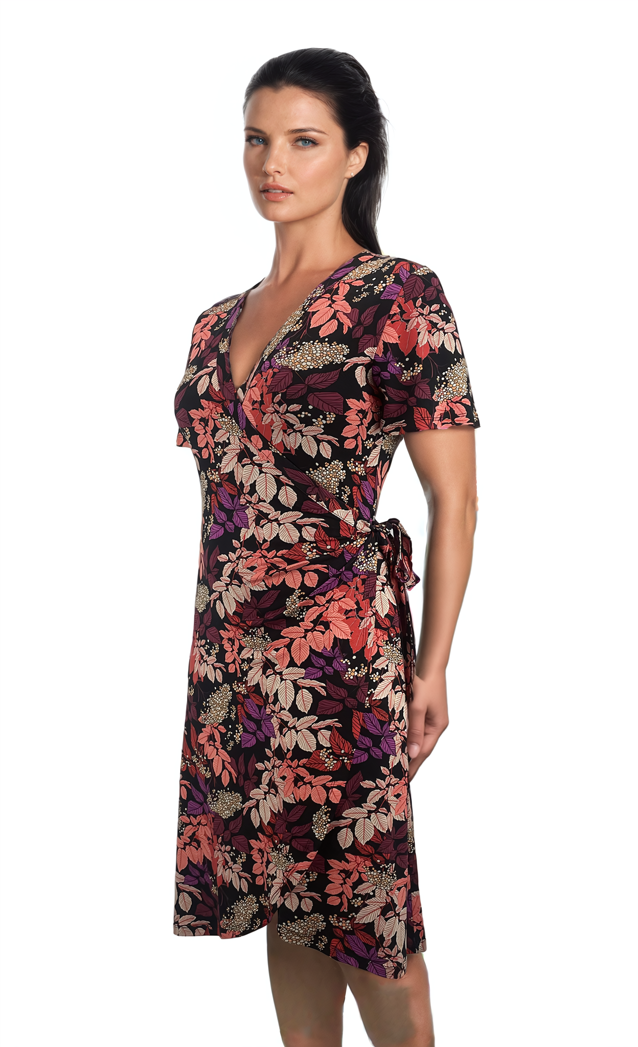 Дамска  рокля с къс ръкав , тип прегърни ме - Decade.shop