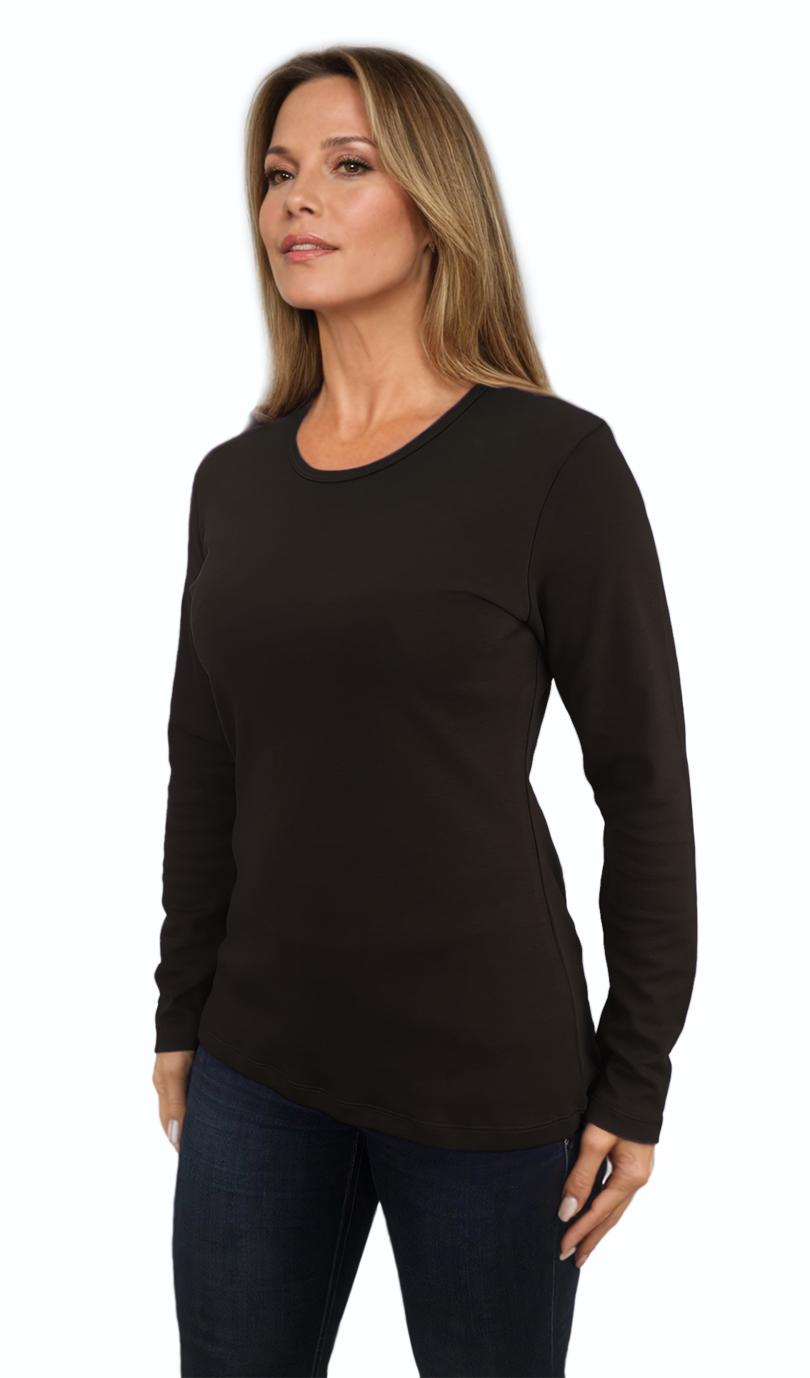 Дамска  блуза - тениска с дълъг ръкав обло деколте - Decade.shop