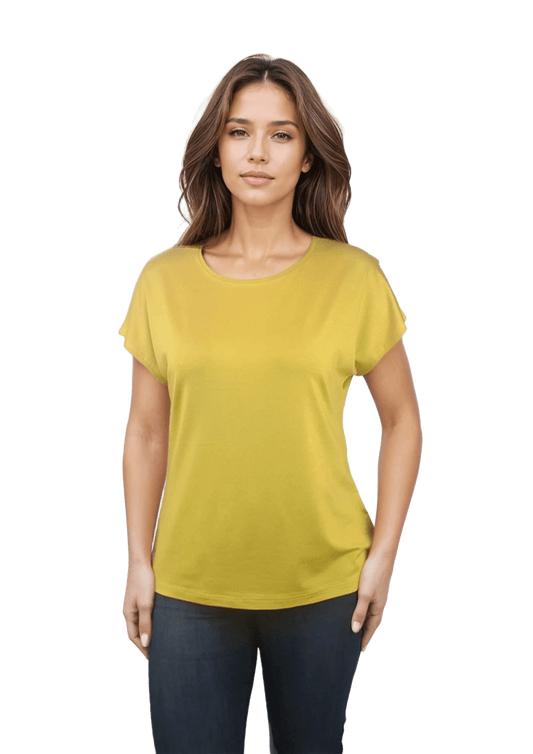 Damen Bluse - Kurzarm T-Shirt mit Rundhalsausschnitt