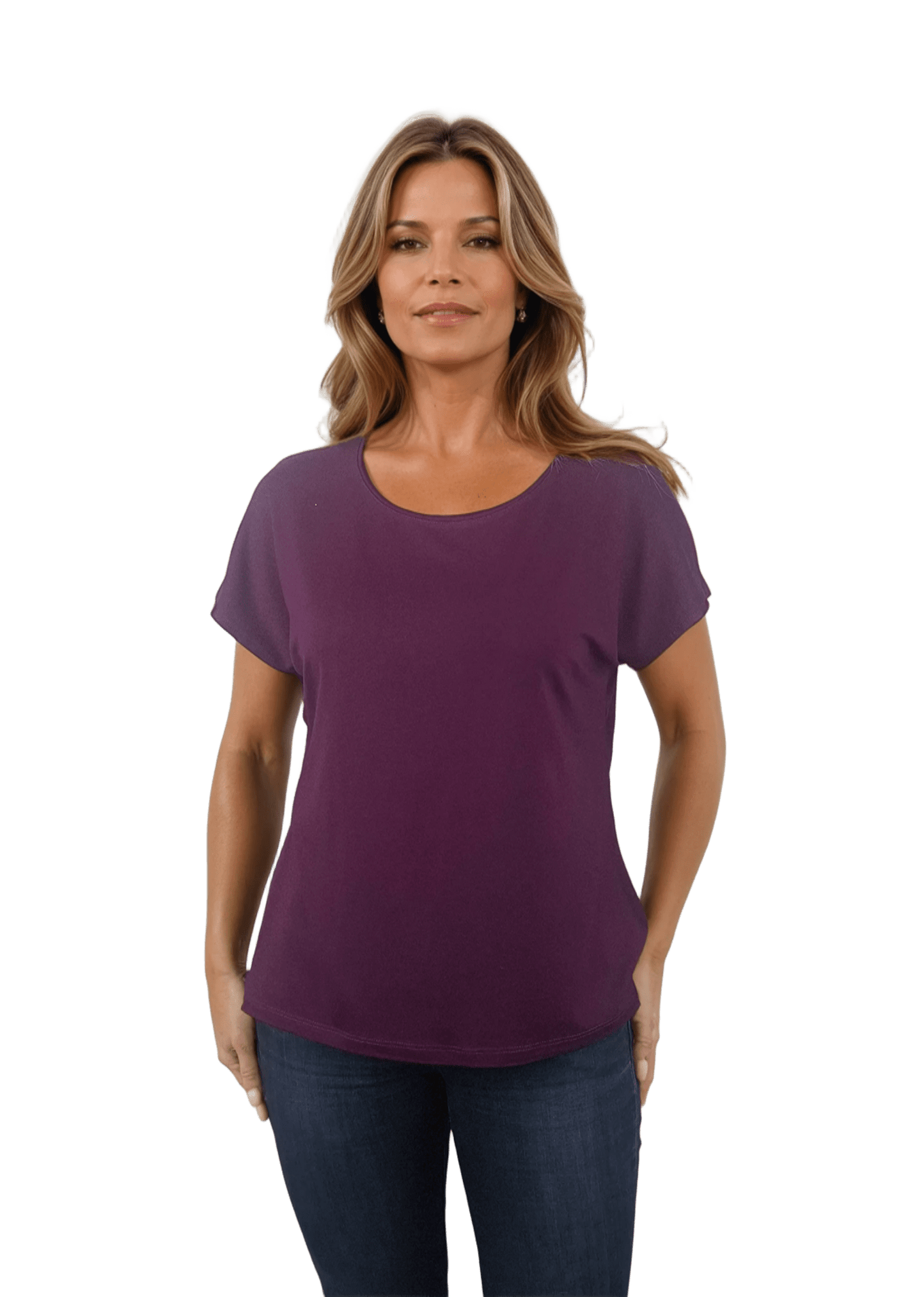 Damen Bluse - Kurzarm T-Shirt mit Rundhalsausschnitt