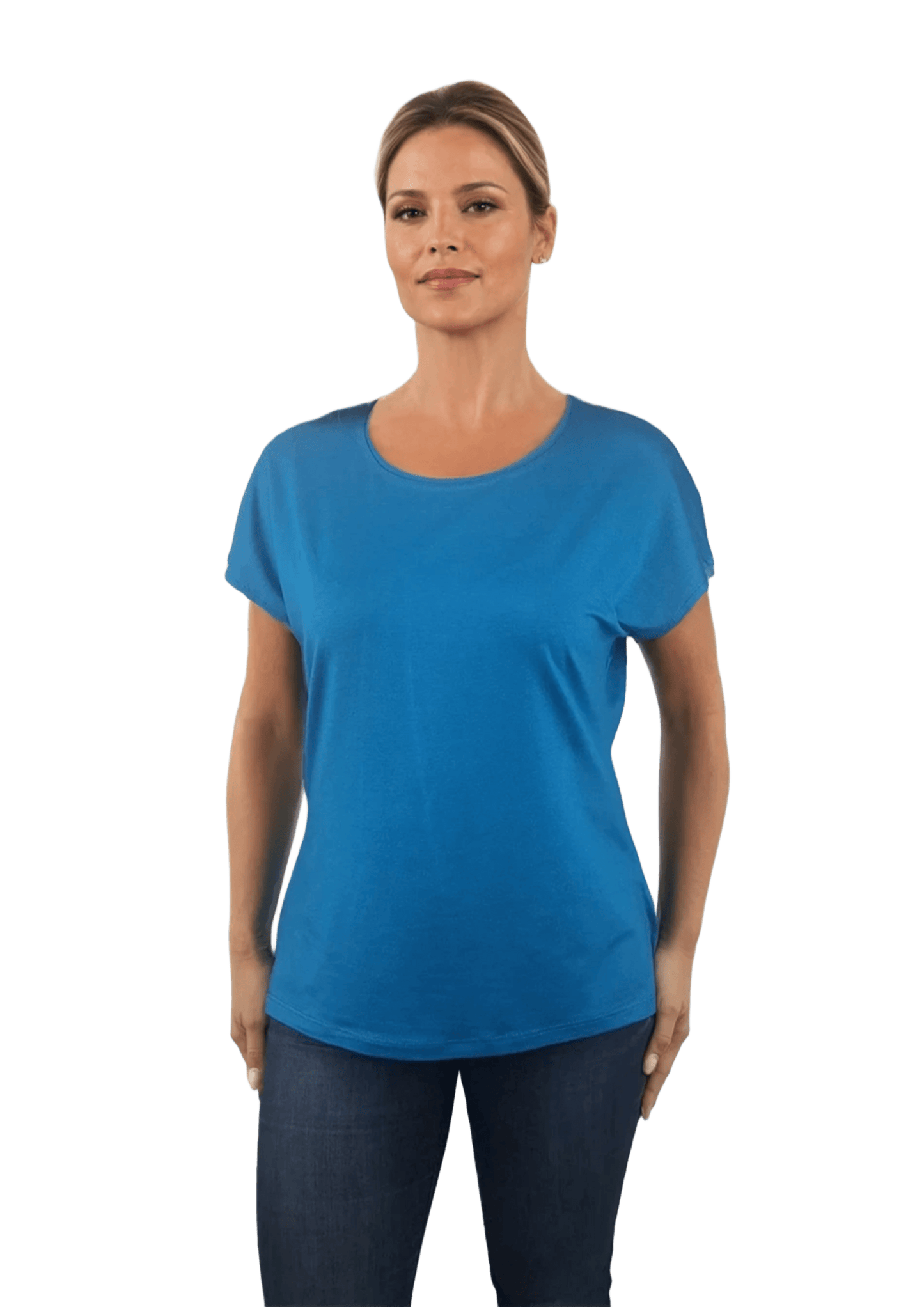 Damen Bluse - Kurzarm T-Shirt mit Rundhalsausschnitt