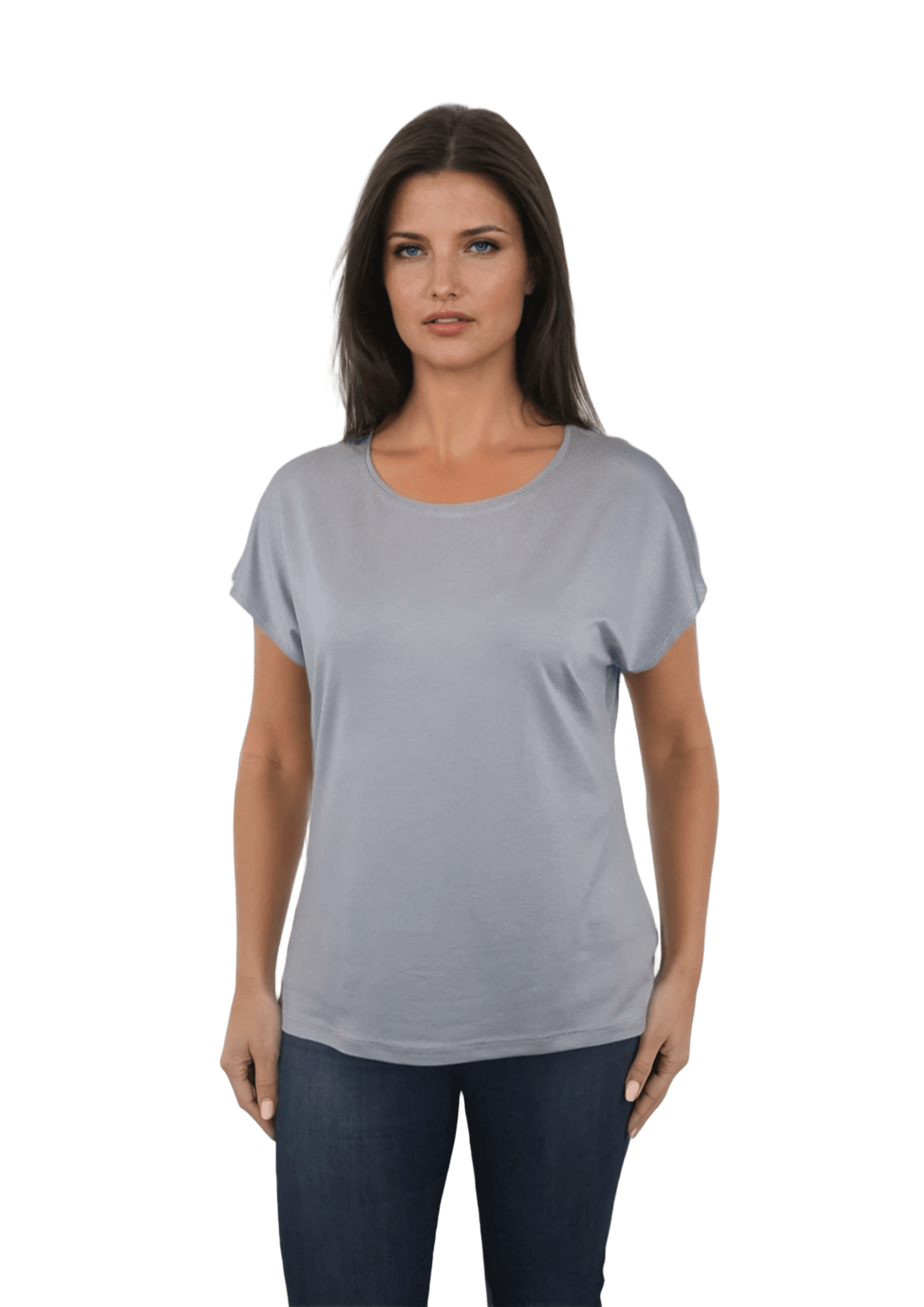 Damen Bluse - Kurzarm T-Shirt mit Rundhalsausschnitt