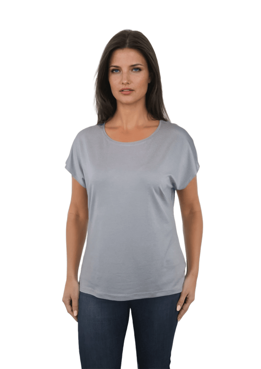 Damen Bluse - Kurzarm T-Shirt mit Rundhalsausschnitt