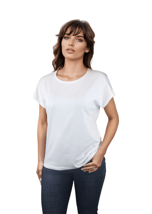 Damen Bluse - Kurzarm T-Shirt mit Rundhalsausschnitt